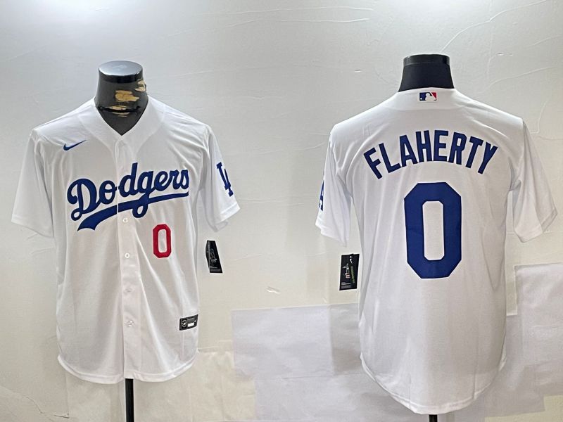 Men Los Angeles Dodgers #0 Flaherty White Game 2024 Nike MLB Jersey style 11204